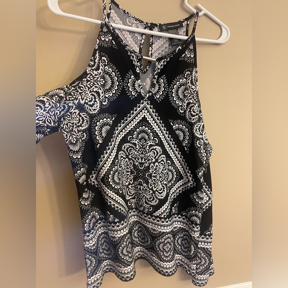 INC Printed Cold Shoulder Blouse - Small